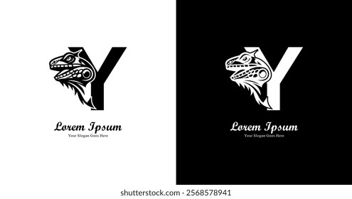 iguana head logo design combined with the letter Y