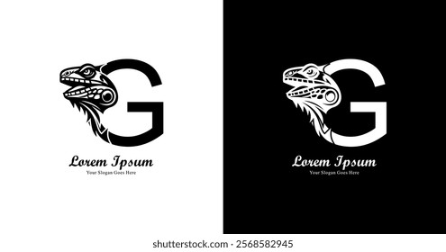 iguana head logo design combined with the letter G