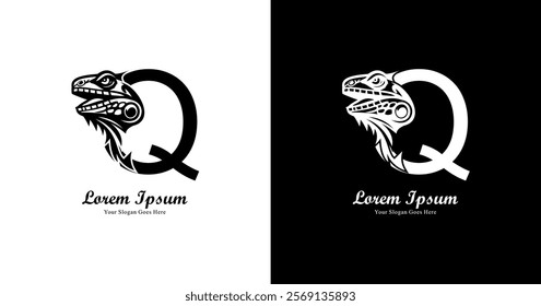 
iguana head logo design combined with the letter Q