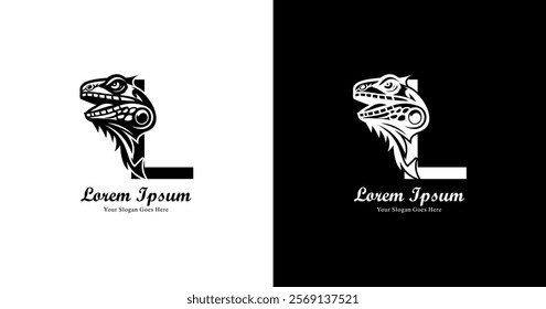 iguana head logo design combined with the letter L