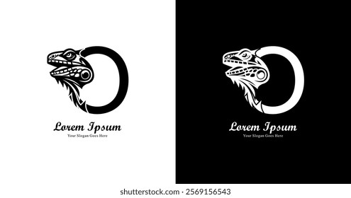 iguana head logo design combined with the letter O