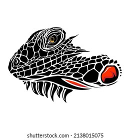 iguana head side view vector illustration