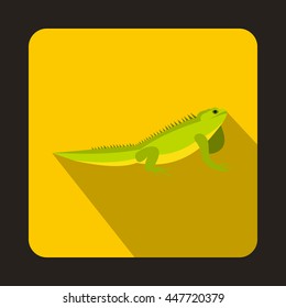 Iguana icon in flat style with long shadow. Reptiles symbol