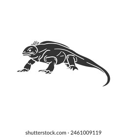 Iguana Icon Silhouette Illustration. Reptile Vector Graphic Pictogram Symbol Clip Art. Doodle Sketch Black Sign.