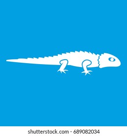 Iguana icon white isolated on blue background vector illustration