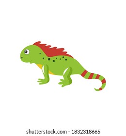 Lagartija de iguana aislada en un fondo blanco. Dibujo vectorial de dibujos animados para niños para alfabeto con animales. Serpientes, reptiles y reptiles.