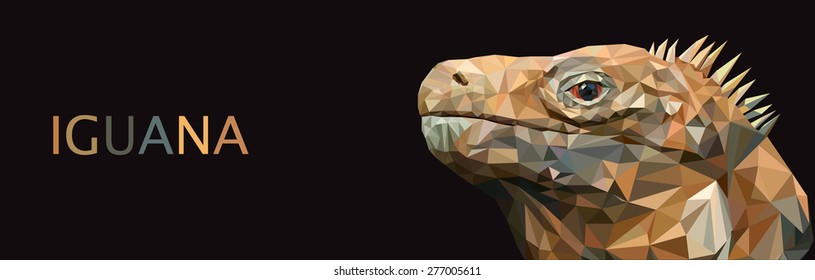 Iguana lizard poly art triangle unusual vector