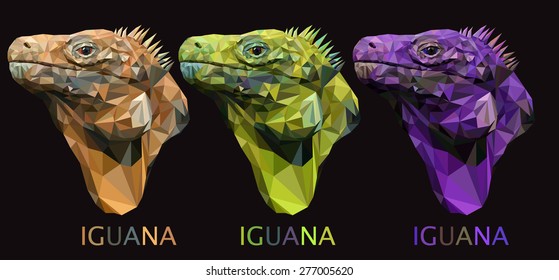 Iguana lizard poly art triangle unusual vector