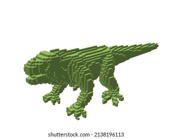 Iguana made from cubes. Voxel art. Futuristic concept. 3d Vector illustration.