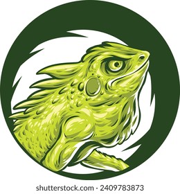 iguana mascot logo design vector illustration concept style for badge, emblem and tshirt printing. angry iguana illustration for sport team.