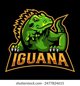 Vector de diseño del logotipo de la mascota de Iguana con concepto de ilustración moderna 