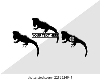 Iguana Monogram Vector Illustration Silhouette