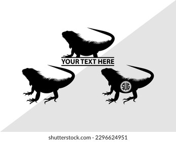 Iguana Monogram Vector Illustration Silhouette