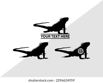 Iguana Monogram Vector Illustration Silhouette