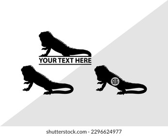Iguana Monogram Vector Illustration Silhouette