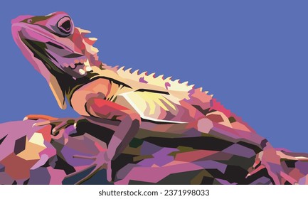 iguana on geometric pop art style. vector illustration.