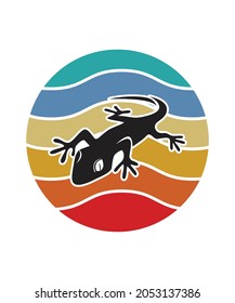Iguana Retro Sunset Design template. Vector design template for logo, badges, t-shirt, POD and book cover. Isolated white background.