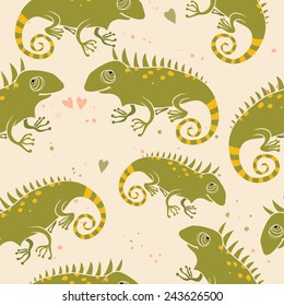 Iguana. Seamless pattern.