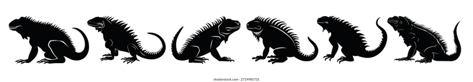 Ilustración vectorial de Paquete Clipart de silueta de iguana 