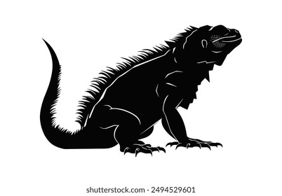 Iguana Silhouette Vector isolated on a white background, Iguana Clipart black Silhouette