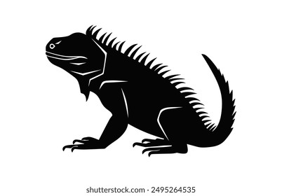 Vector de la silueta de la iguana aislado en un fondo blanco, Clipart de la iguana negro