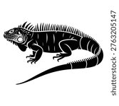 Iguana vector graphic iguana icon with black sign isolated on white background vector illustration suitable for reptile logo wildlife design and nature themed artwork