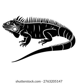 Iguana vector graphic iguana icon with black sign isolated on white background vector illustration suitable for reptile logo wildlife design and nature themed artwork