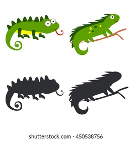 Iguana vector, iguana silhouette