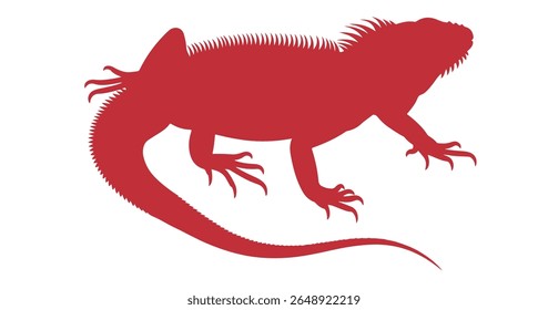 Silhueta de vetor de Iguana no fundo branco Ilustração de animal réptil. silhueta de iguana, Silhueta gráfica de vetor de um dragão barbudo.