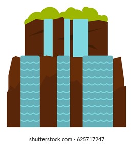 Iguassu Falls icon flat isolated on white background vector illustration