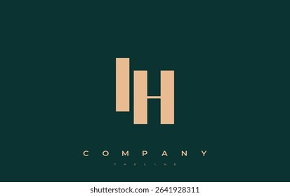 IH Abstract Geometric Logo Design. Modern and elegant logo design with simplistic typography elements, showcasing branding excellence.