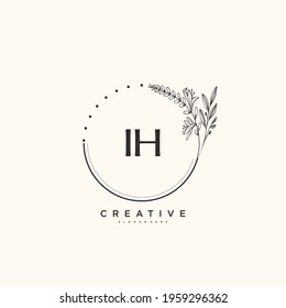 IH Beauty vector initial logo art, handwriting logo of initial signature, wedding, fashion, jewerly, boutique, floral and botanical with creative template for any company or business.