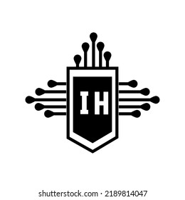  IH creativo concepto del logo de la letra de círculo. IH diseño de letras.

