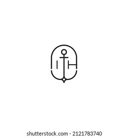 IH creative letter logo design in anchor concept with high quality professional design that will print well across any print media