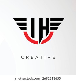 IH Creative Wings Letter Logo with Modern Shield - Powerful Business and Branding Symbol	

