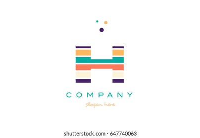 ih i h alphabet letter logo colors colorful line stripe font creative text dots company vector icon design template