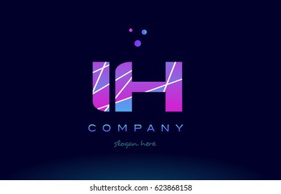 ih i h  creative color blue background pink purple magenta alphabet letter company logo vector icon