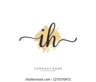 IH I H Initial handwriting logo template