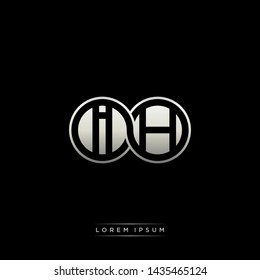 IH I H initial letter linked circle capital monogram logo modern template silver color edition