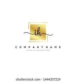 IH handwriting initial logo template vector.
