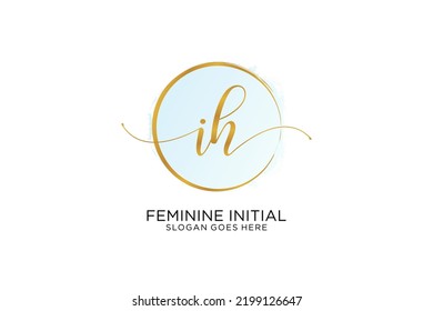 IH Handschrift Logo mit Kreis Vorlage Vektorsignatur, Hochzeit, Mode, Blumen und botanisch mit kreativen Vorlage.