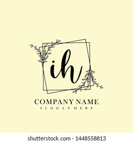 IH Initial beauty floral logo template