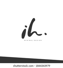 IH Initial handwriting or handwritten logo for identity. Logo with signature and hand drawn style.