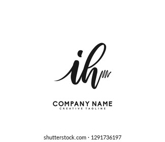 IH Initial Handwriting Logo Template Vector