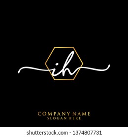 IH Initial handwriting logo template