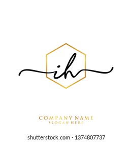 IH Initial handwriting logo template