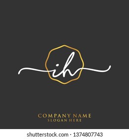 IH Initial handwriting logo template