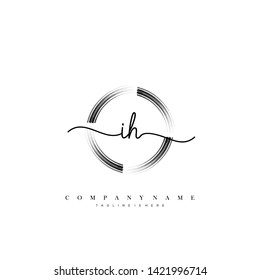 IH initial handwriting logo template vector