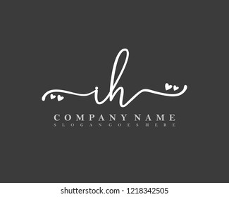 IH Initial handwriting logo vector