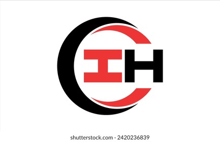 IH initial letter creative circle icon swoosh logo design vector. monogram, lettermark, circle, calligraphy, symbol, emblem, elegant, abstract, wordmark, sign, art, typography, icon, minimal, premium